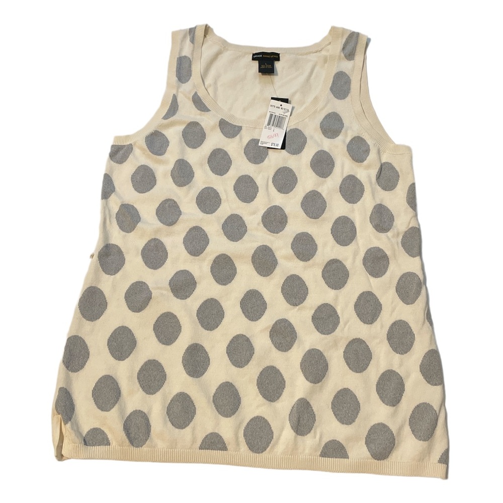 GRACE Dane Lewis Sleeveless Top Shell Tank Polka Dot Sz L